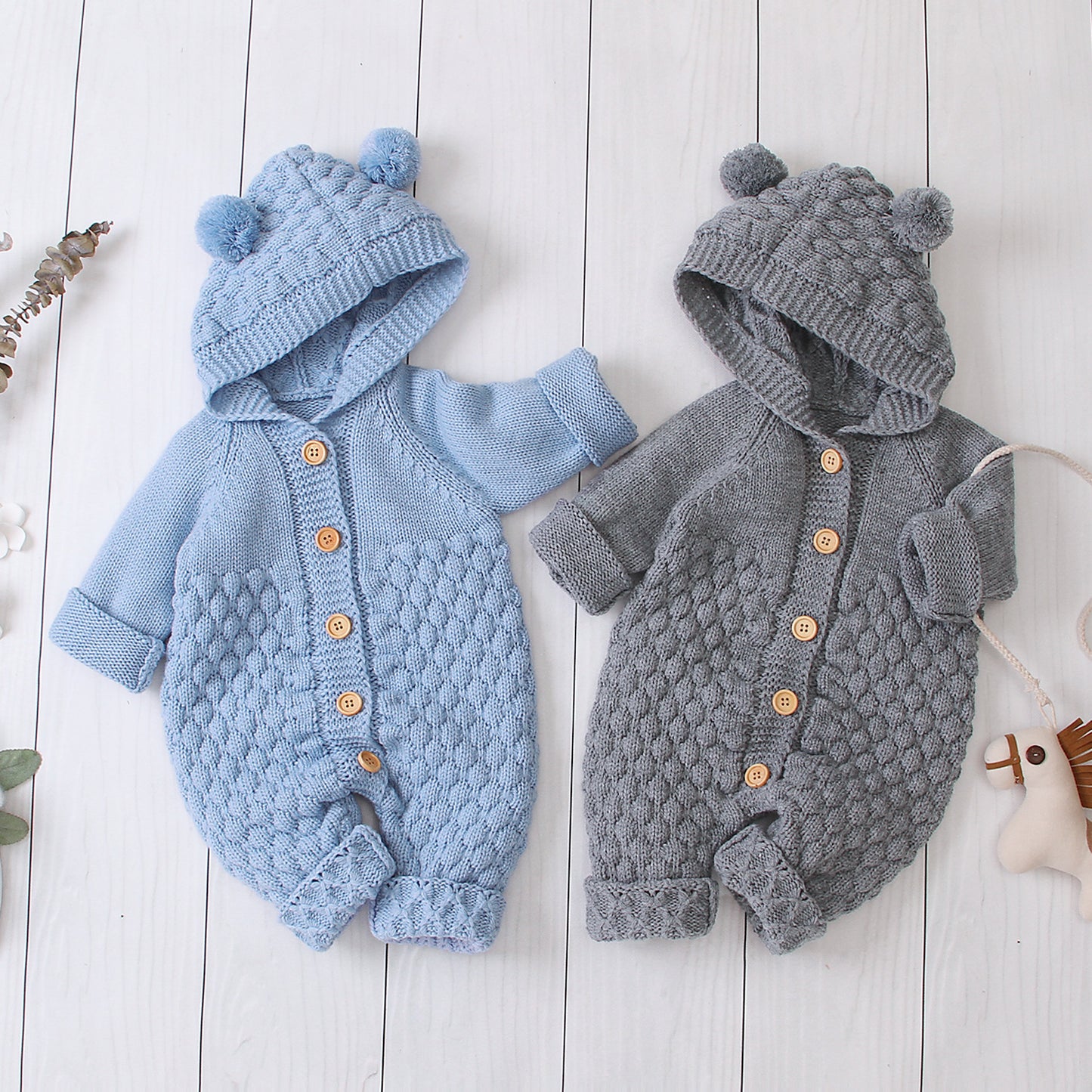 Toddler Hooded Knitted Jumpsuit