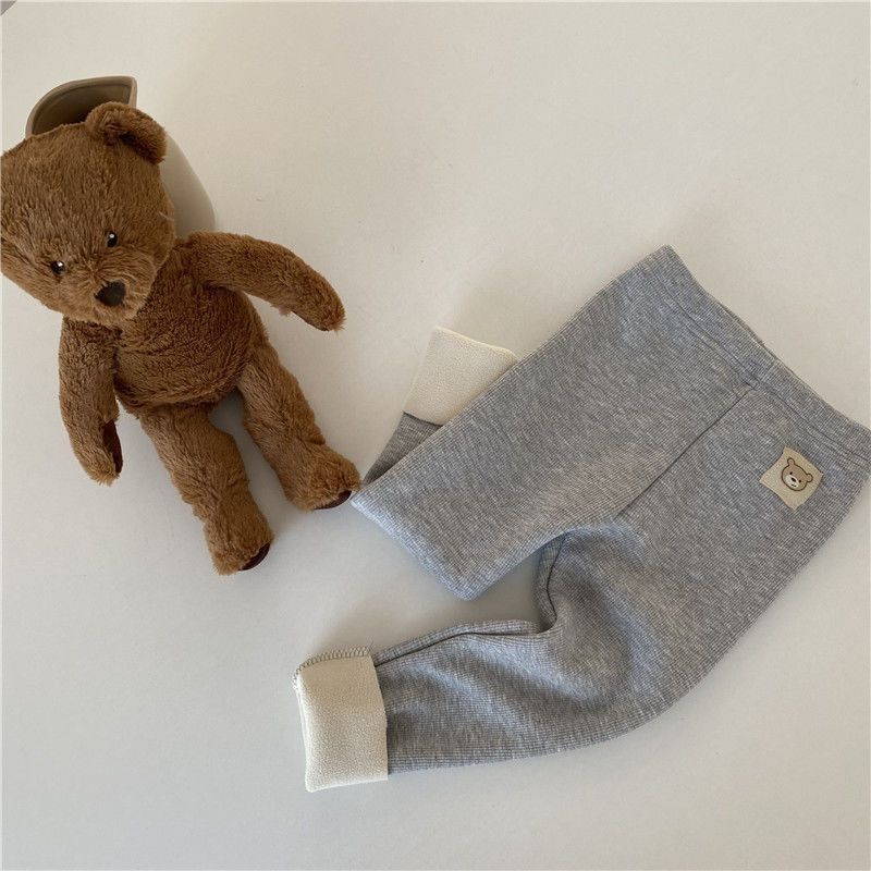 Girls' Single-layer Fleece-lined Bear Leggings