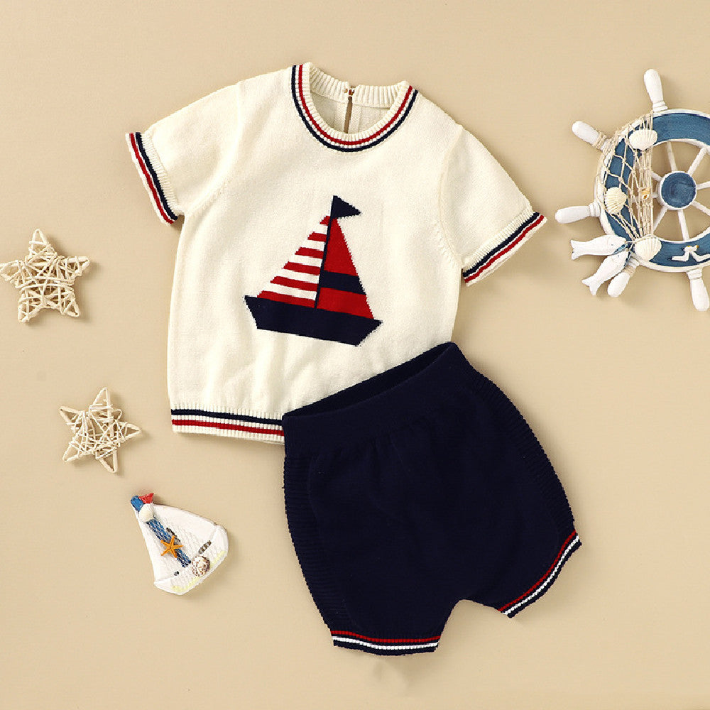 Child Cotton Short-Sleeved Sailor Set