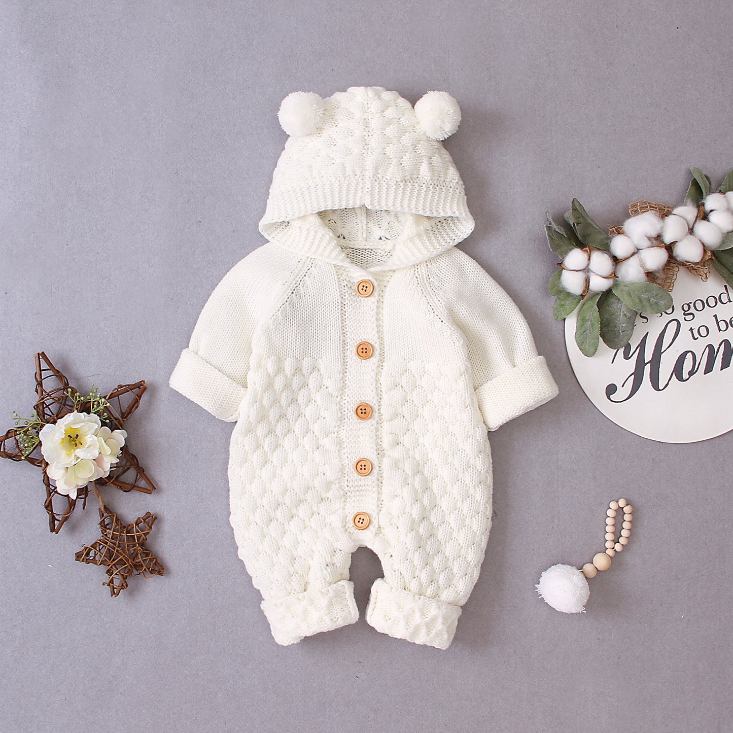 Toddler Hooded Knitted Jumpsuit