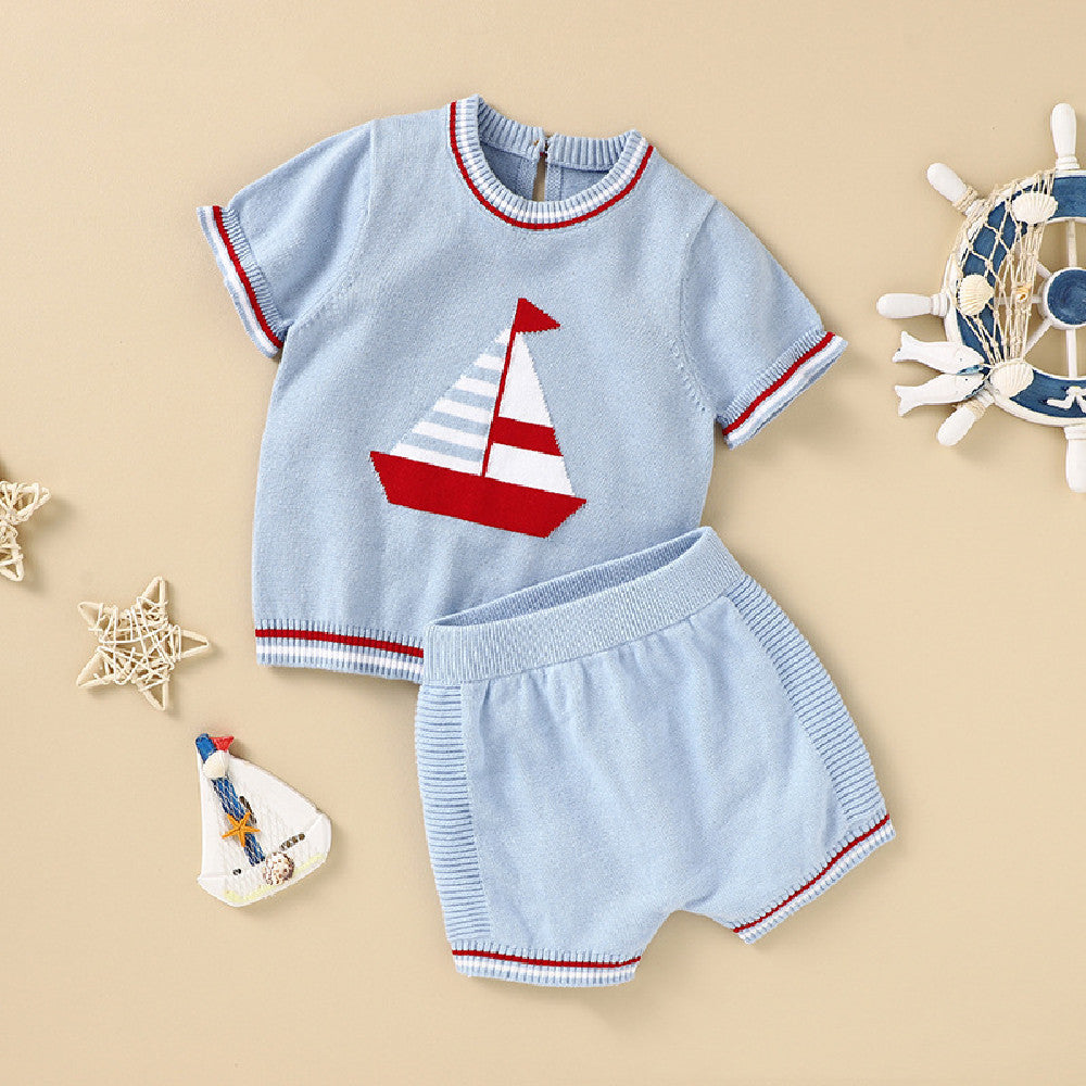 Child Cotton Short-Sleeved Sailor Set