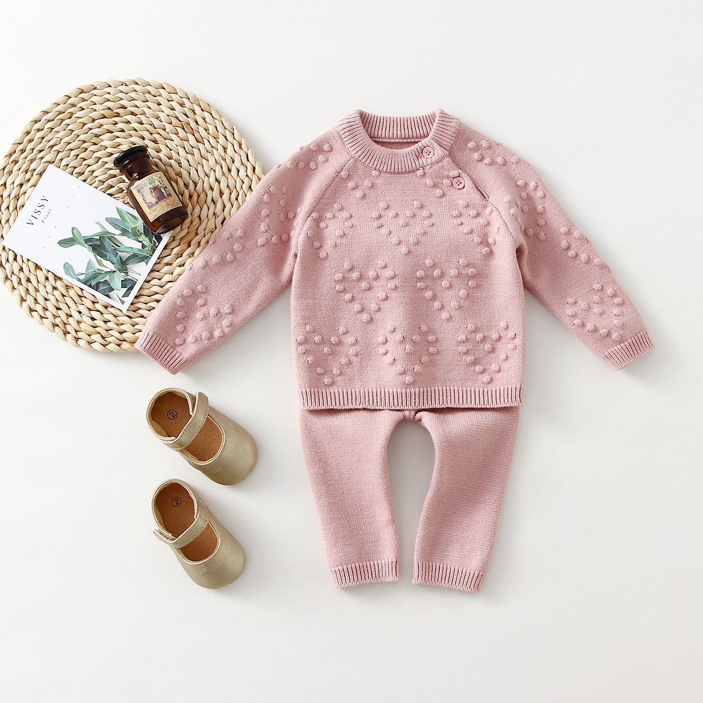 Toddlers' Knitted Sweater And Pants Set