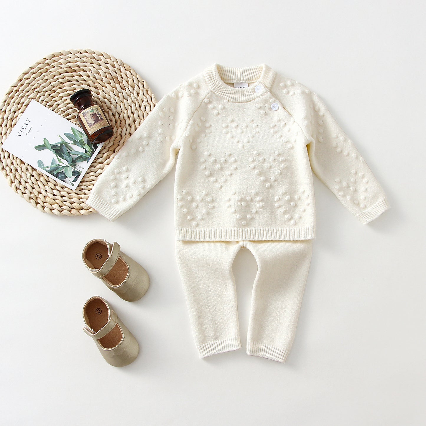 Toddlers' Knitted Sweater And Pants Set