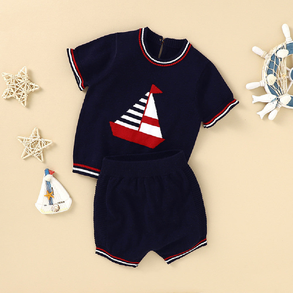 Child Cotton Short-Sleeved Sailor Set