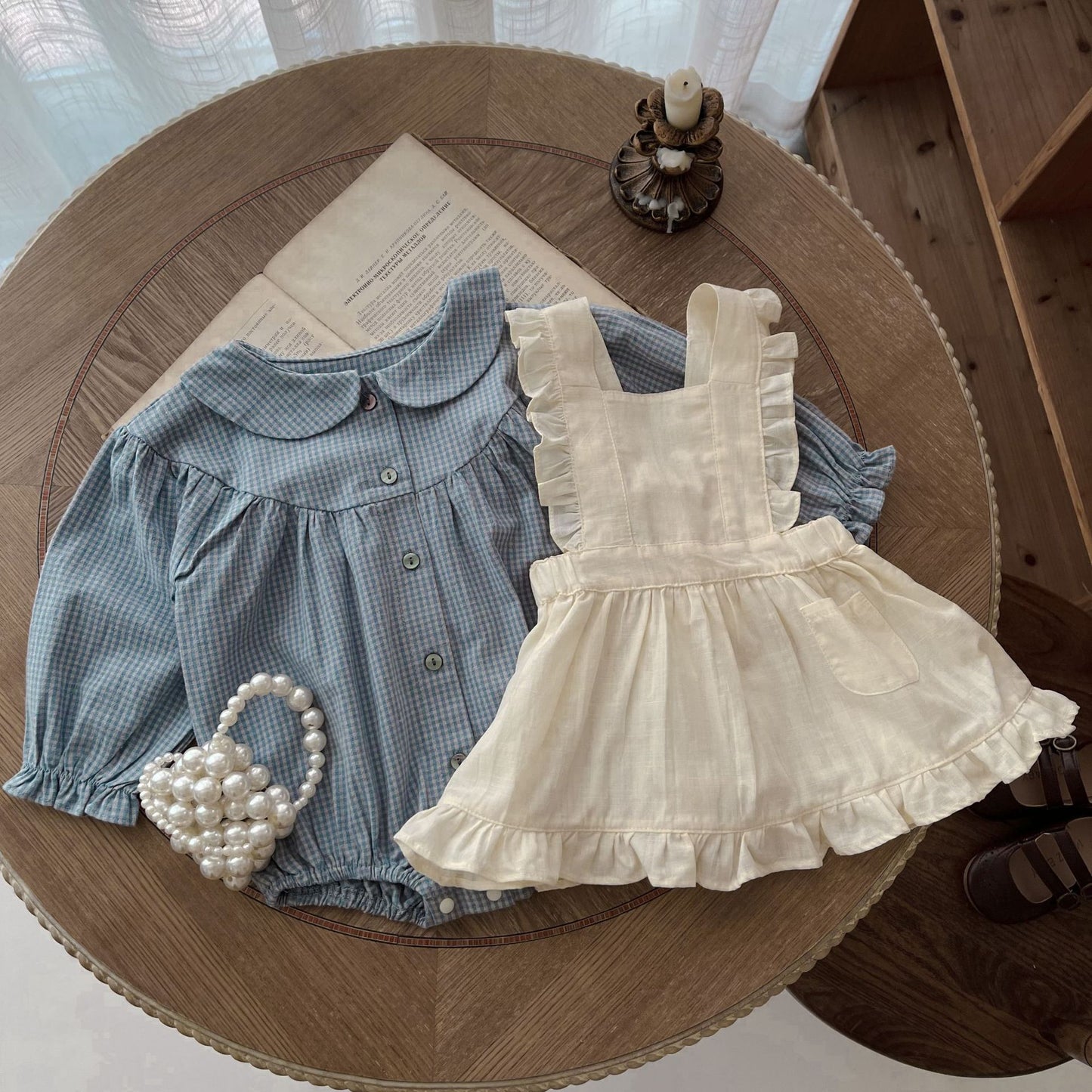 Infant Long Sleeve, Small Romper and Small Overskirt